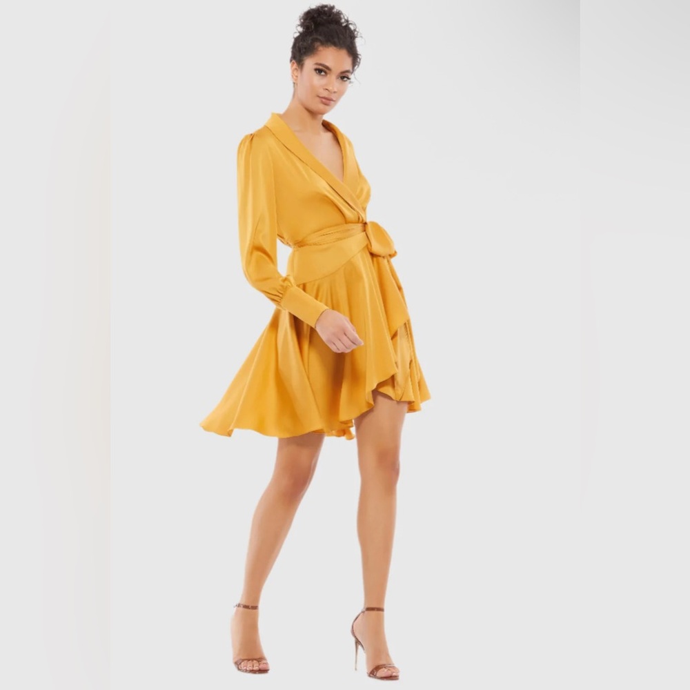 Mac DUGGAL- Yellow Short Wrap Dress